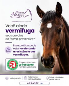 Vermifugação em cavalos: controle parasitário e exame de OPG em equinos